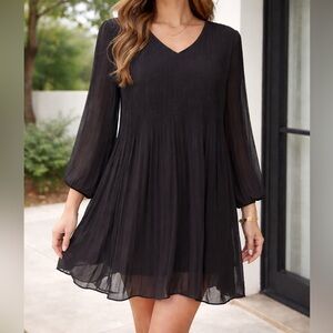 Rachel Zoe Black Pleated Mini Dress